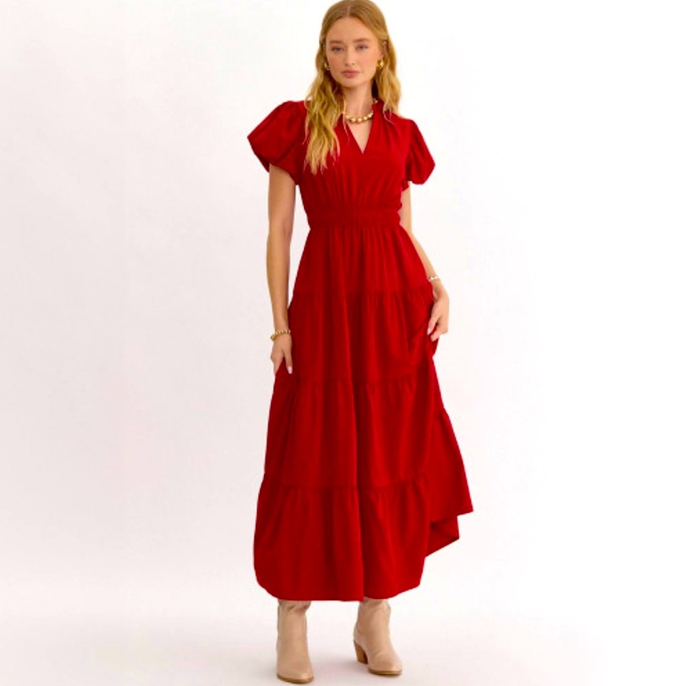 Red Christmas / Holiday Maxi Dress - Entro